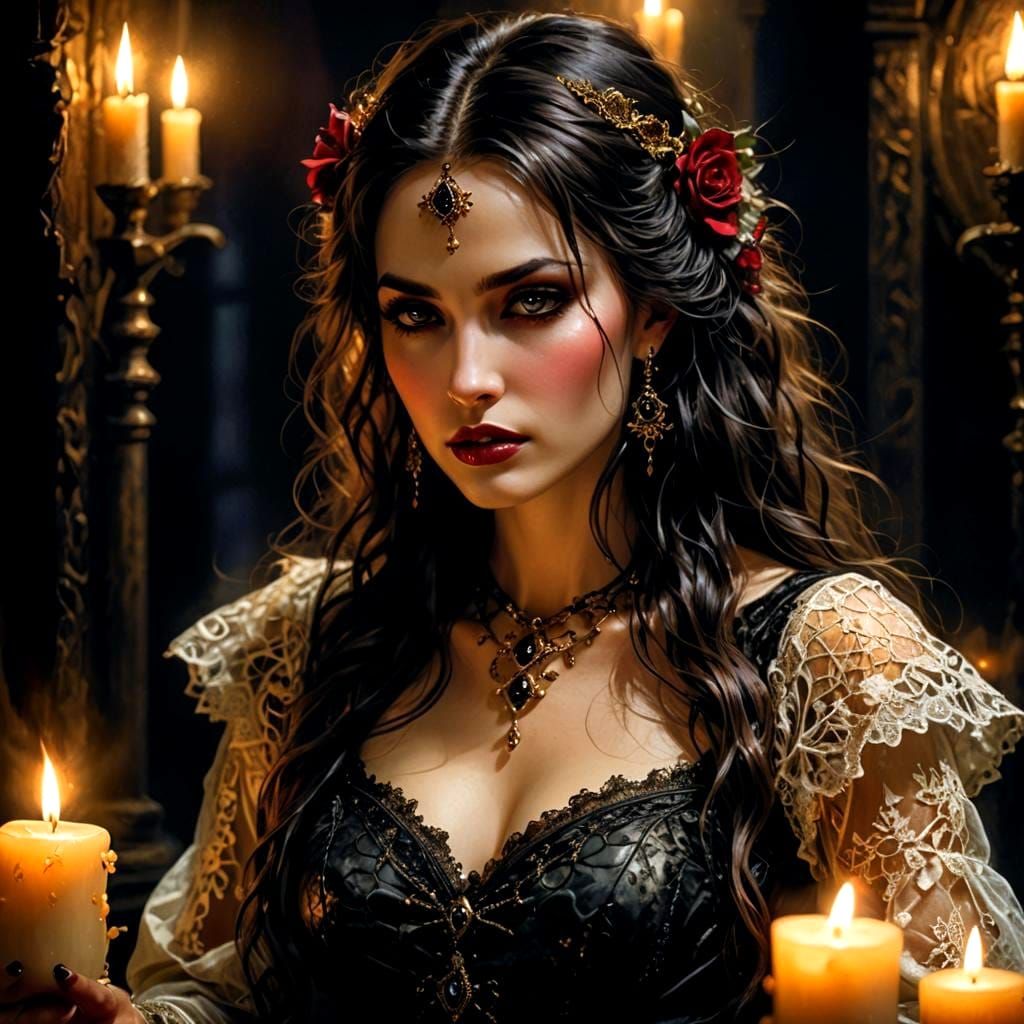 Sensual Gothic Woman Portrait in Dark Fantasy Style