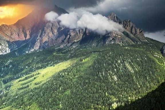 Dramatic Lightning Over Tatra Mountains: Oil Painting