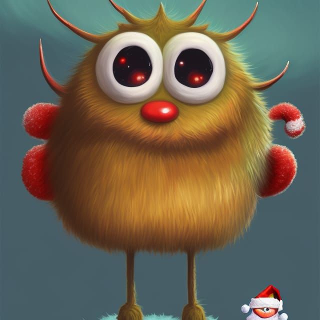 Cute Christmas Monster Asks for Gingerbread