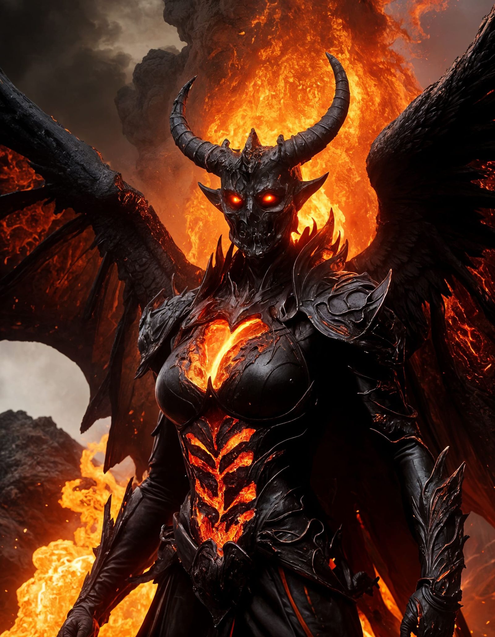 Molten Metal Demon Rises from Fiery Volcano