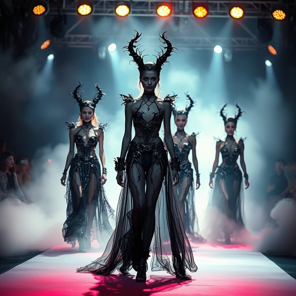 Ethereal Fantasy Fashion Show in Dramatic Mist