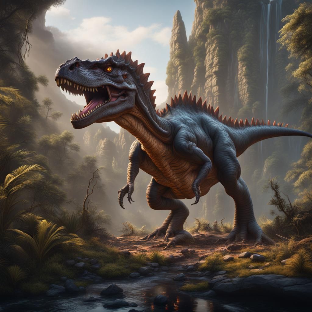 Detailed Dinosaur Matte Painting in Deep Color