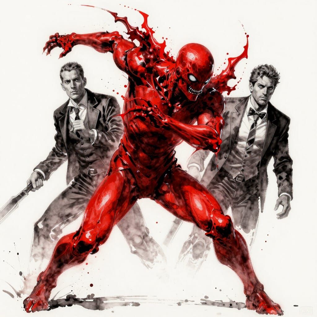 Crimson Tempest Expressionism Ink Splash Art