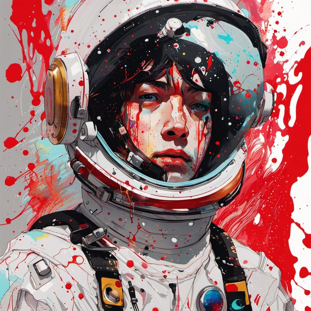 Astronaut Portrait in Psychedelic Anime Style