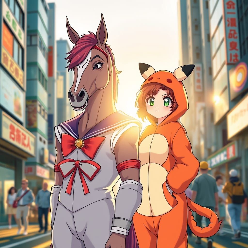 Centaur in Sailor Moon Costume Stands Proudly with Anime-Ins...