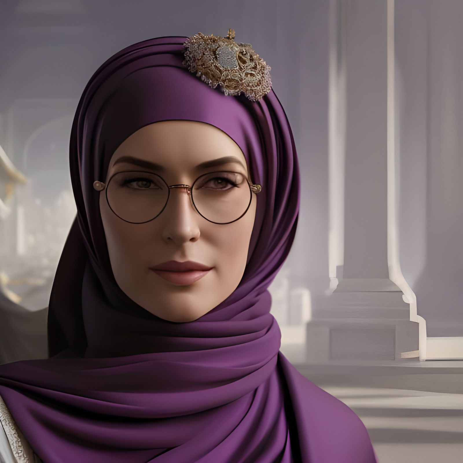 Woman in Purple Hijab: Hyperdetailed Concept Art