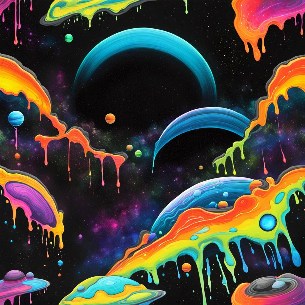 Vibrant Planets Aligned in Graffiti Art Style