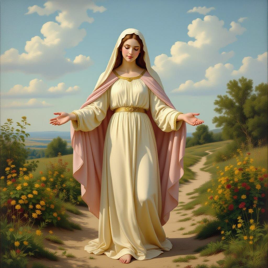 Renaissance Inspired Virgin Mary in Natural Light