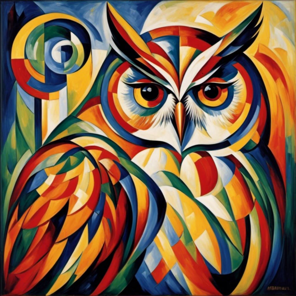 Cubist Owl in Expressionist Style