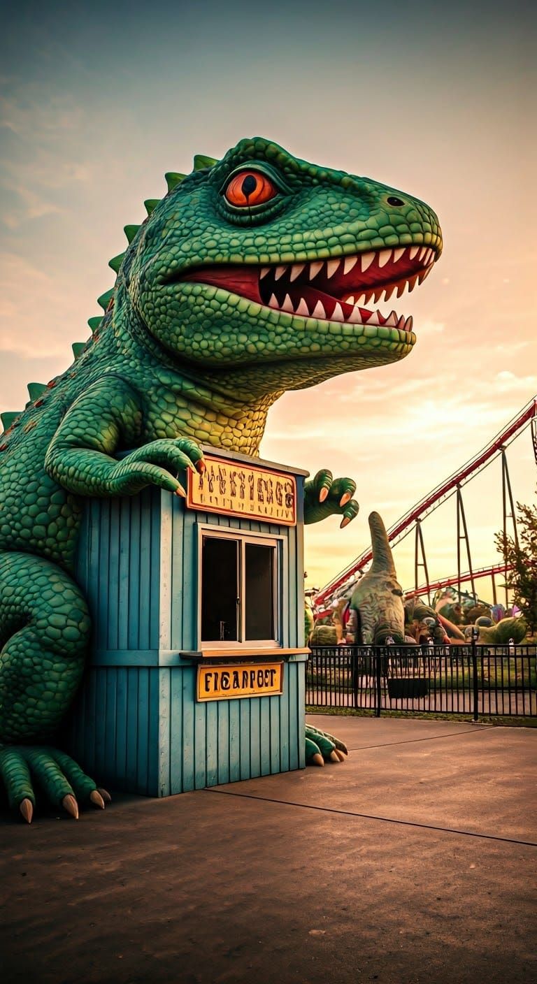 Neon Theme Park Entrance in Retro Style