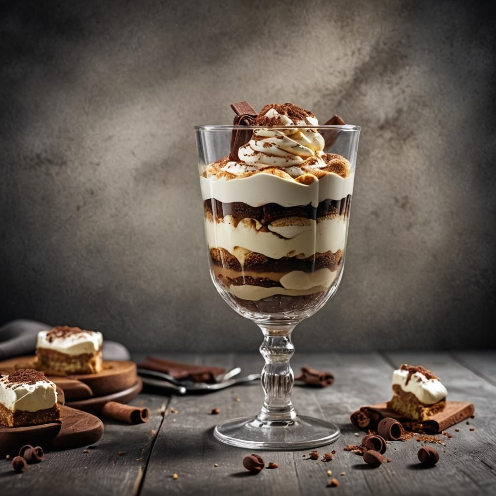 Surreal Dessert in a Glass: Hyperrealistic Tiramisu