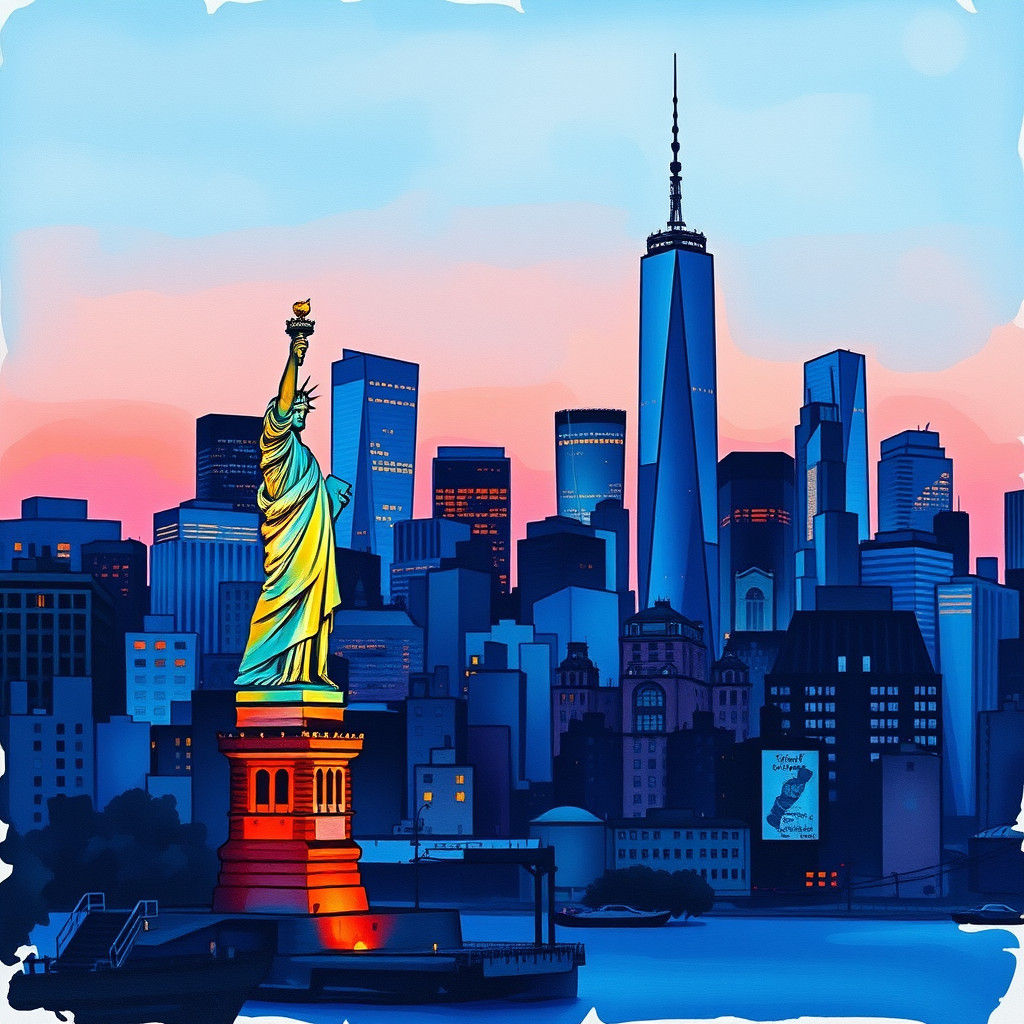 New York City Skyline in Alcohol Ink Style