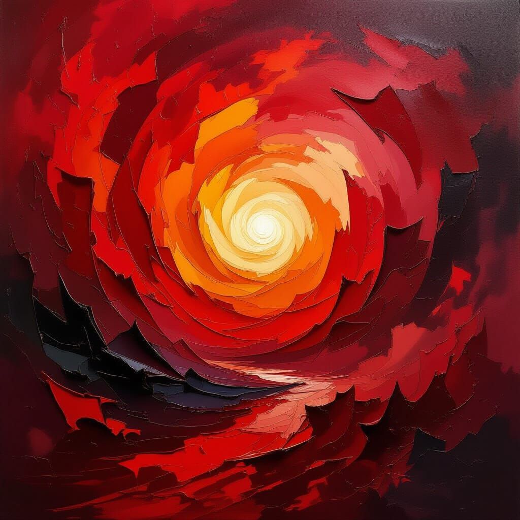 Crimson Tempest: Expressionist Storm of Emotion