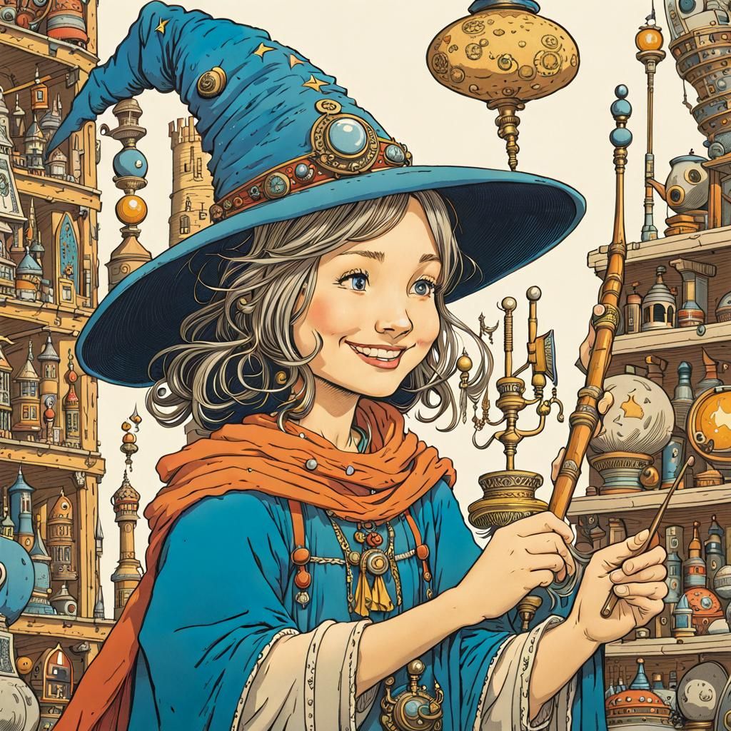 Smiling Sorceress Learns Magic in Adolfsson Style