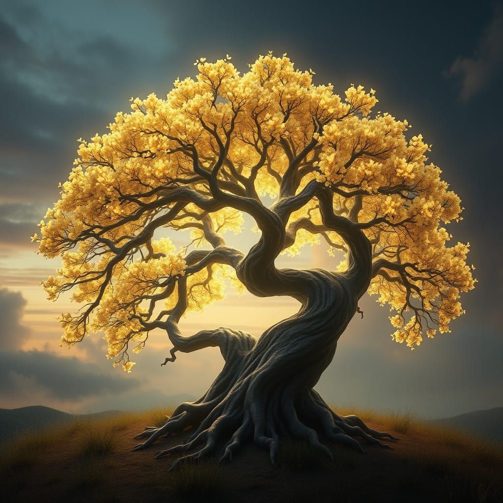 Glowing Arbor Tree in Mysterious, Sci-Fi Landscape