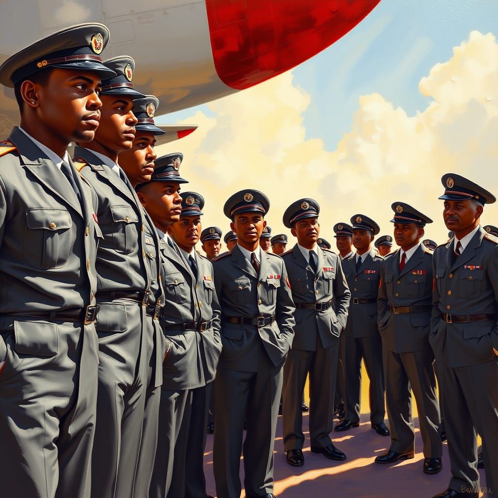 Tuskegee Airmen Graduation: Oil Painting in Gurney Style