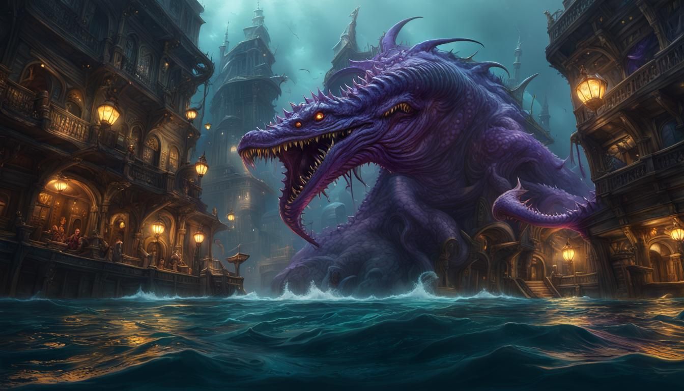 Spectacular Sea Monster Defends Underwater City