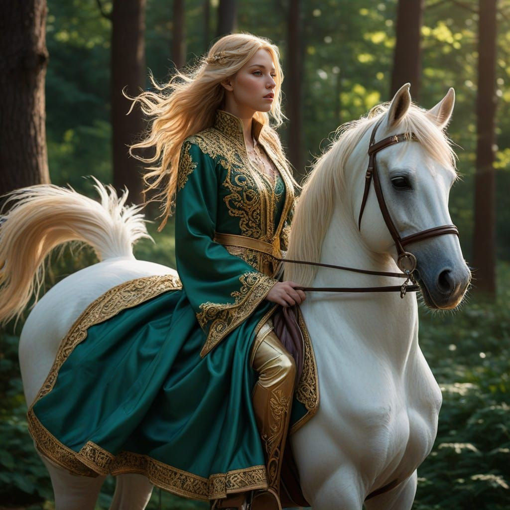 Elegant Lady in the Enchanted Forest