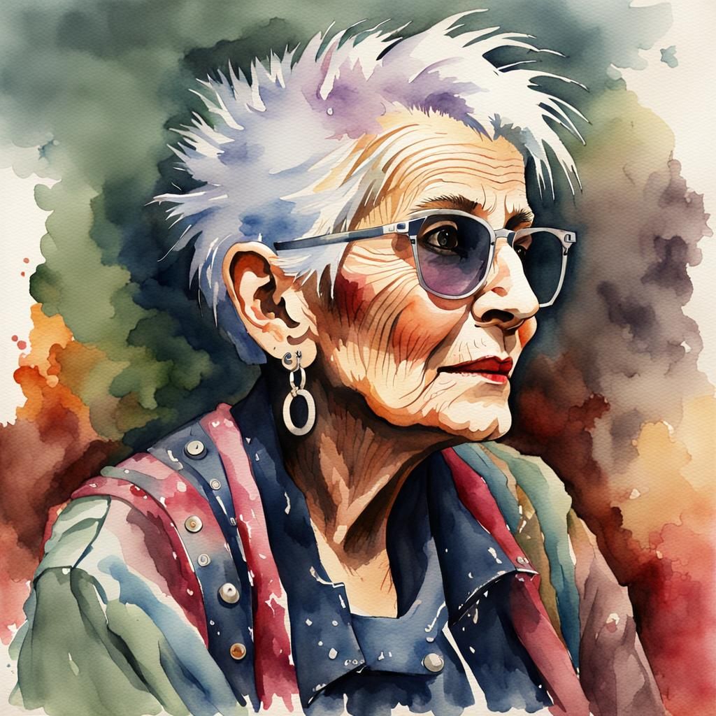 Watercolor of a Beautiful Punk Elder
