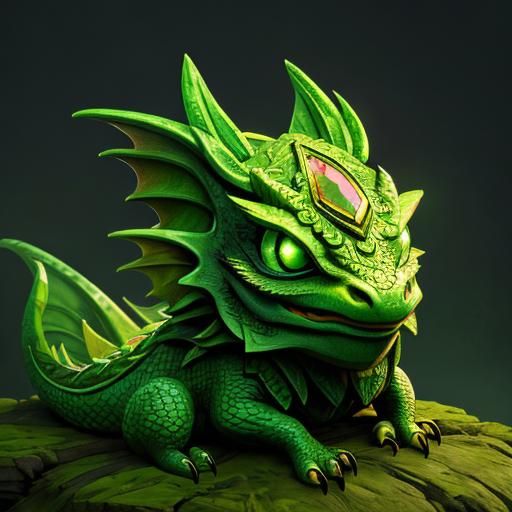 Green Dragon on Apple: Fantasy Concept Art