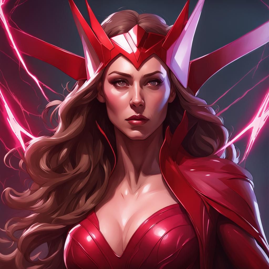 Hyperdetailed Scarlet Witch Portrait in Artgerm Style