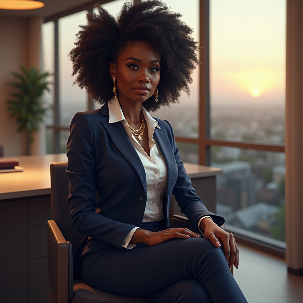 Confident African Entrepreneur in Modern Office: 8K Render