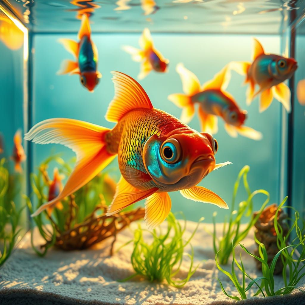 Vibrant Aquarium Scene in Photorealistic Style