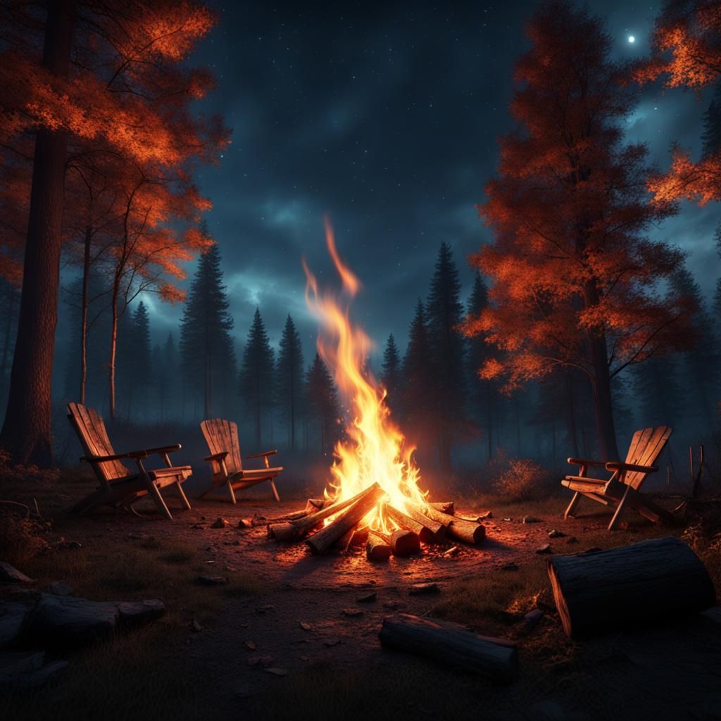 Campfire Under a Starry Sky: Fantasy Concept Art