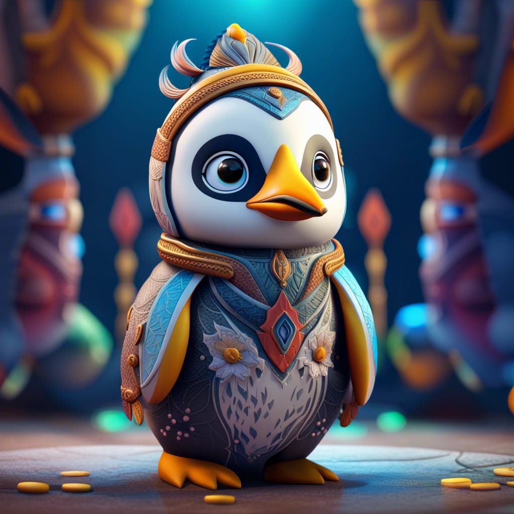 Alebrijes Emperor Penguin in Detailed Matte Painting