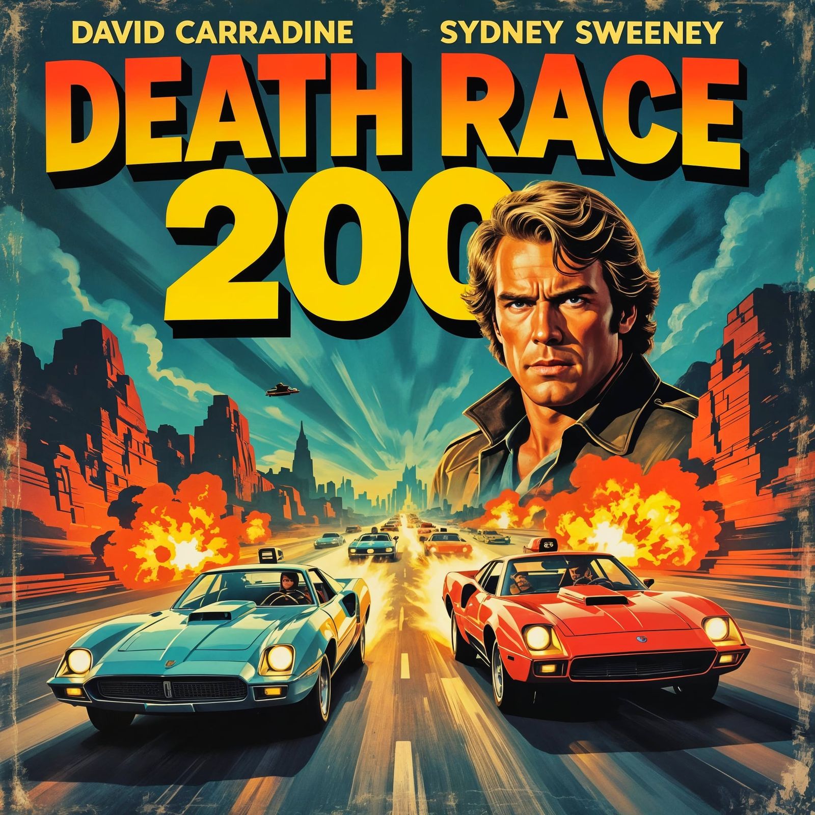 70s Movie Poster: Death Race 2000 in Ultracolor