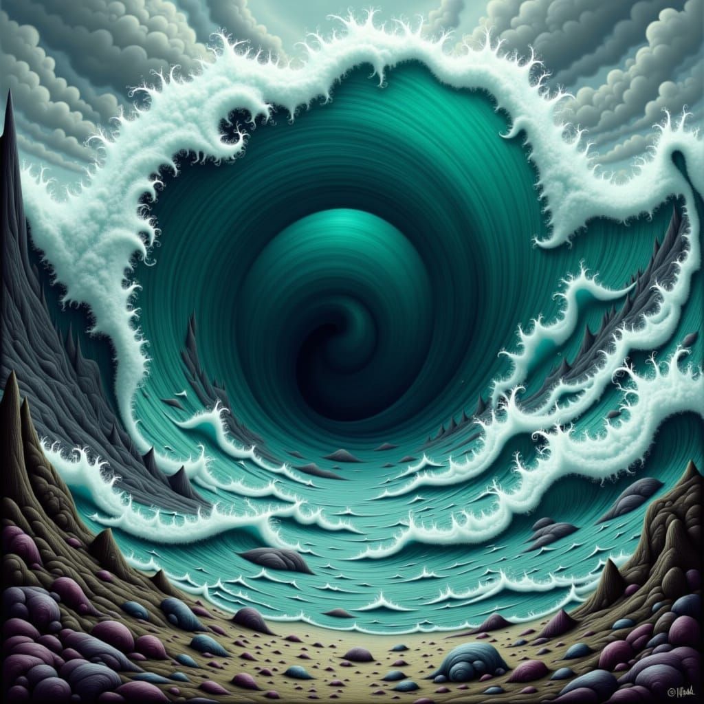 Tsunami Wave Collides With Tornado in Cinematic Style