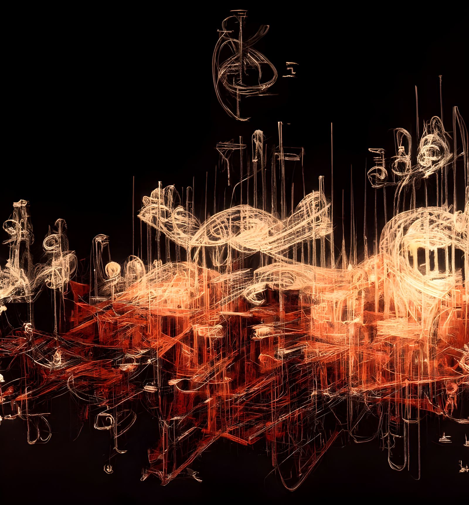 Complex 3D Diagram of Music, Anatomy and Math
