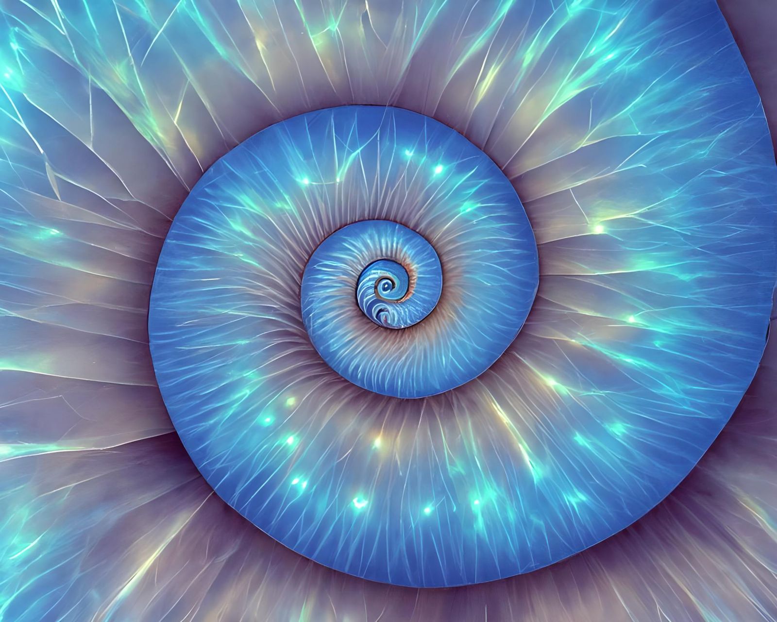 Opalescent Fractal: Moonstone Spiral in Geminography Style