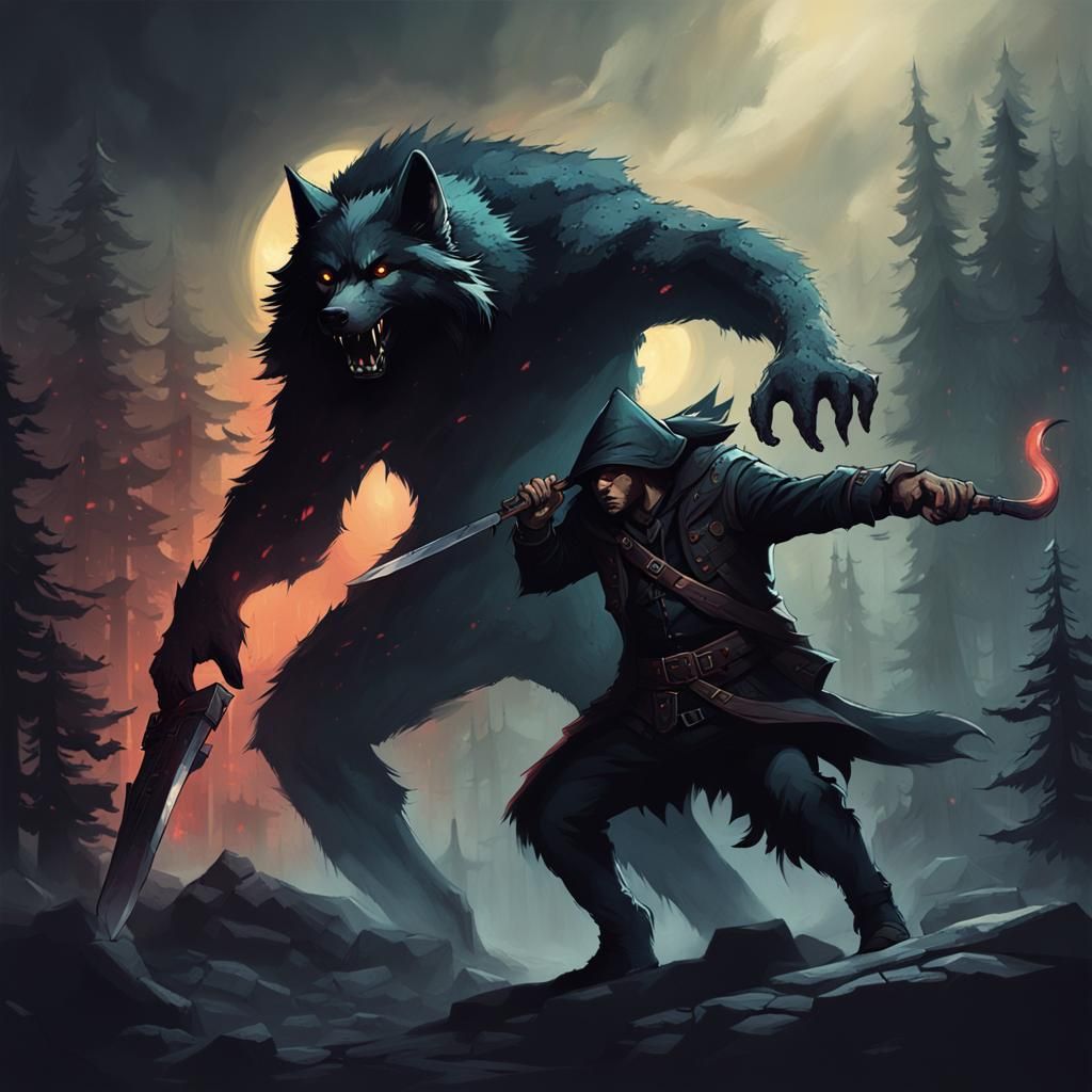 Dark Fantasy Wolf in Van Helsing Style