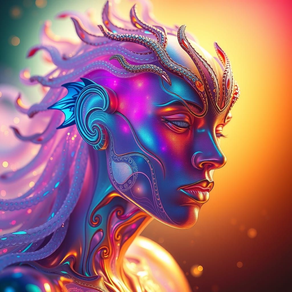 Vibrant, Iridescent Being Embodies All Elements in Hyper-Rea...