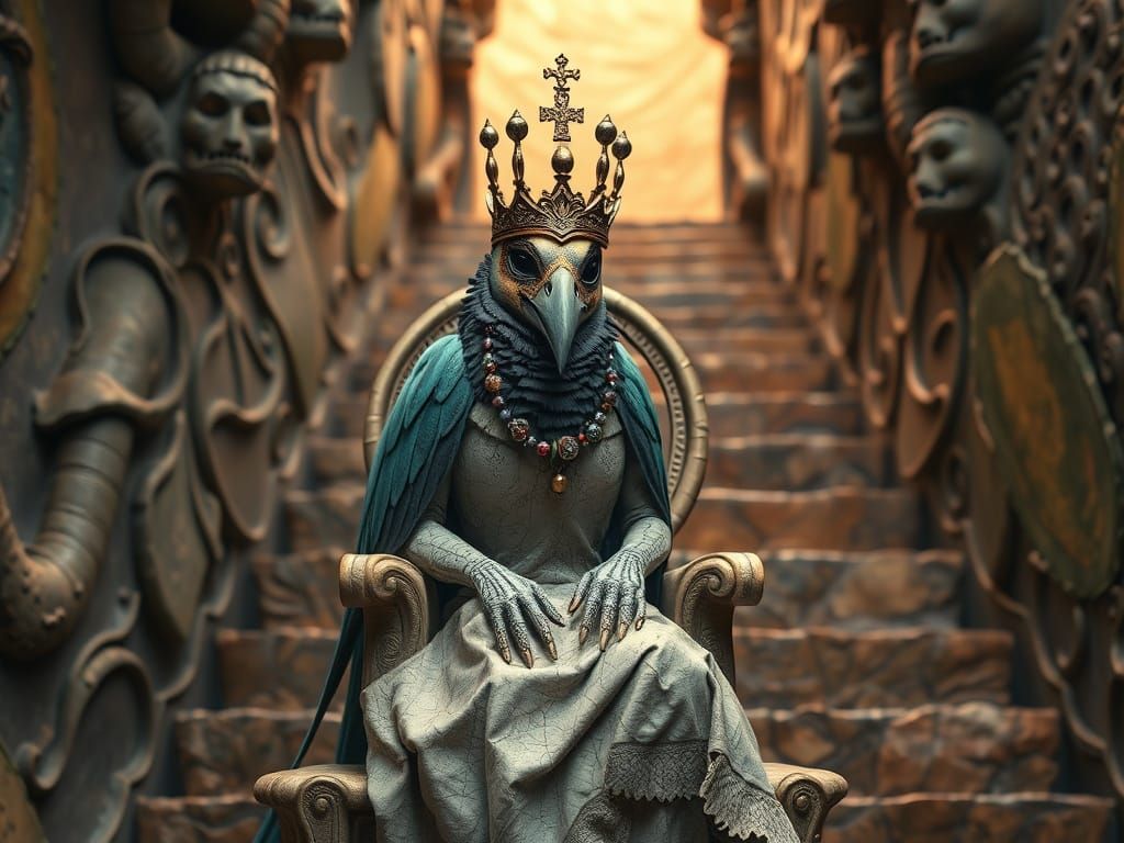 Masked Bird Princess Detailed Organic Stairway to Nowhere De...