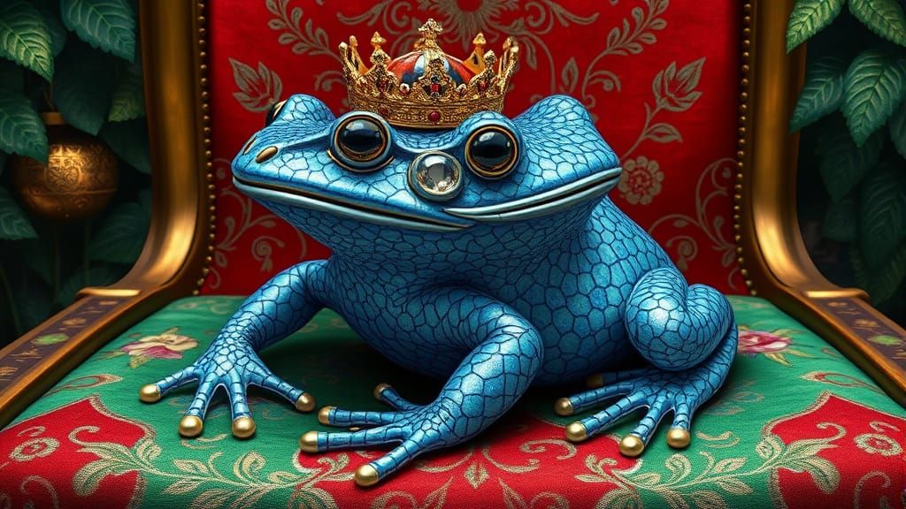 Regal Frog in Vibrant Tapestry