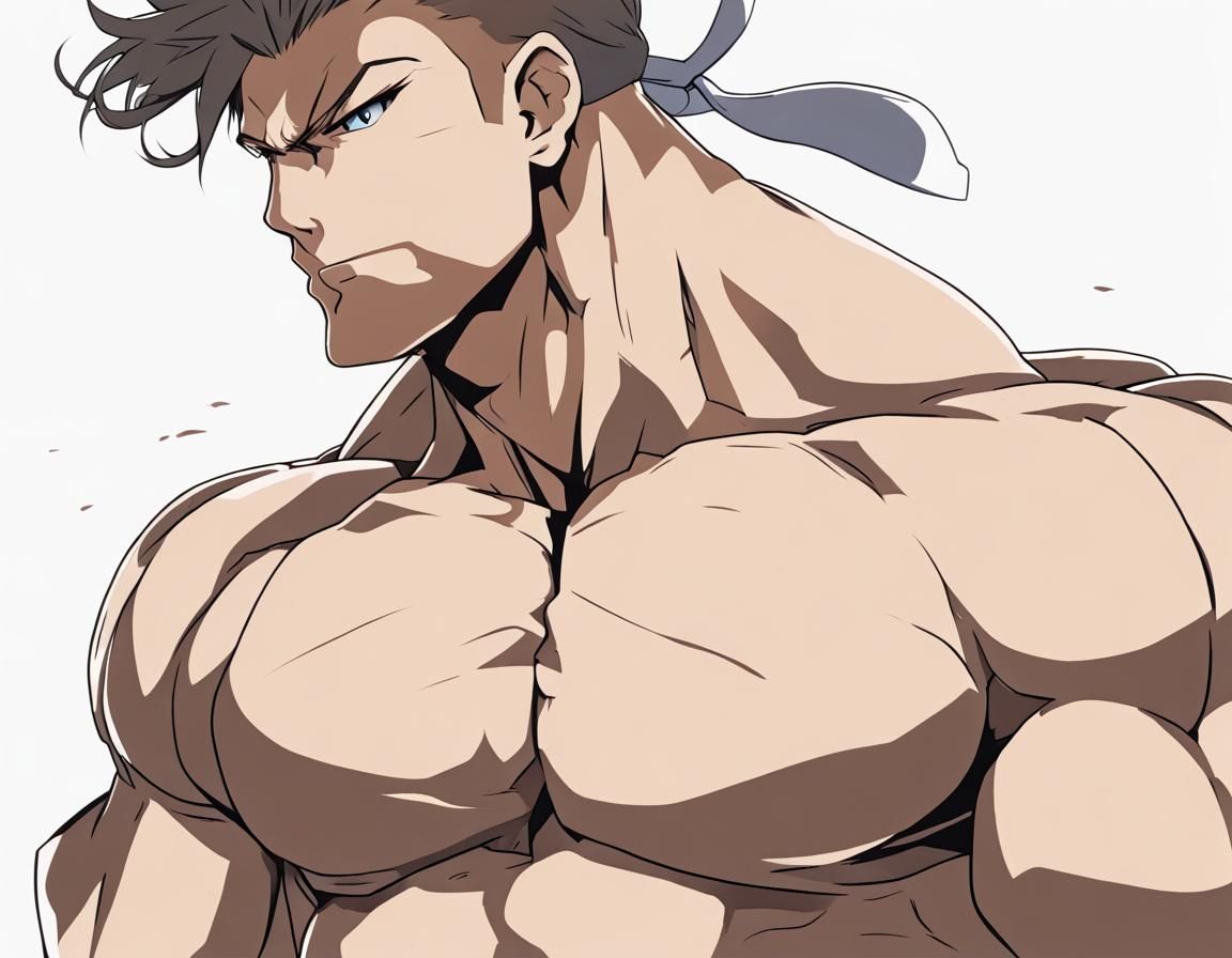 Buff Anime Man with Exaggerated Physique