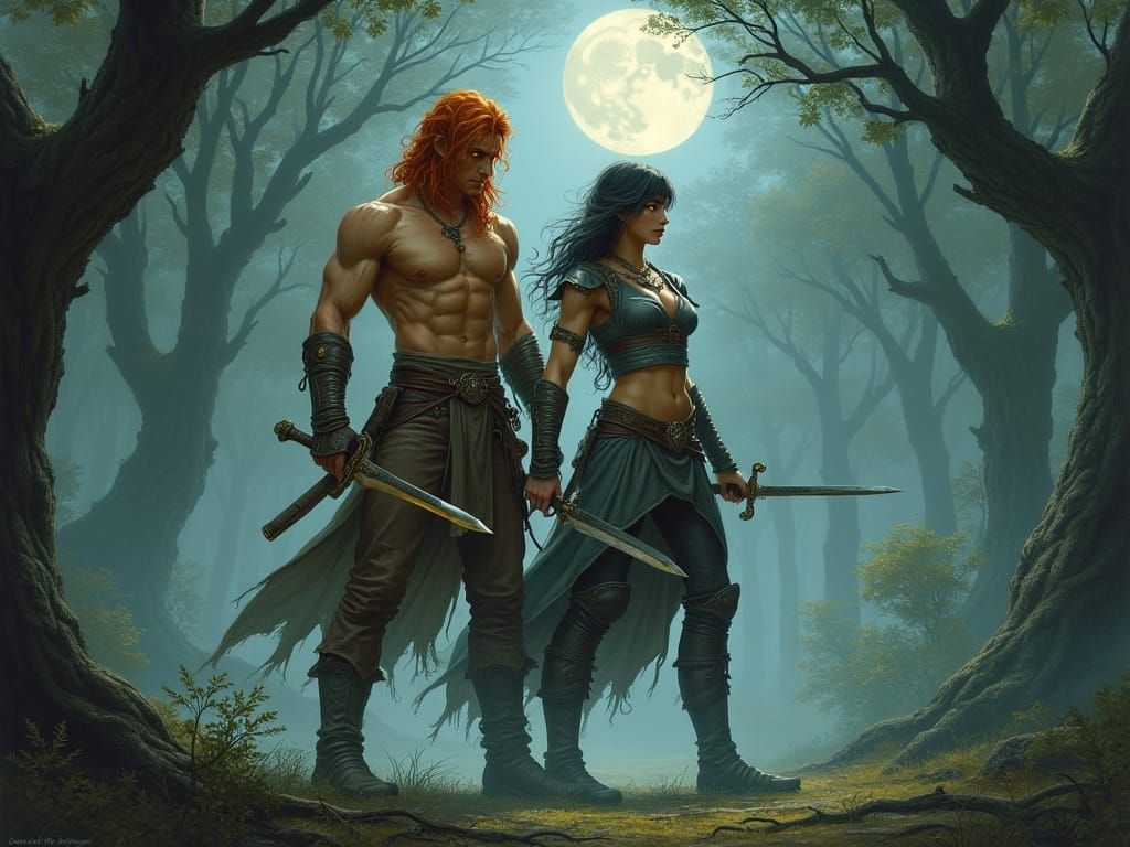 Kvothe and Bast: Battle in the Oak Forest