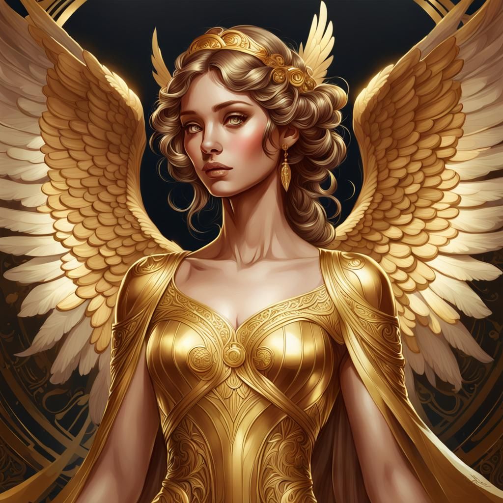 Golden Angel Wings Digital Painting