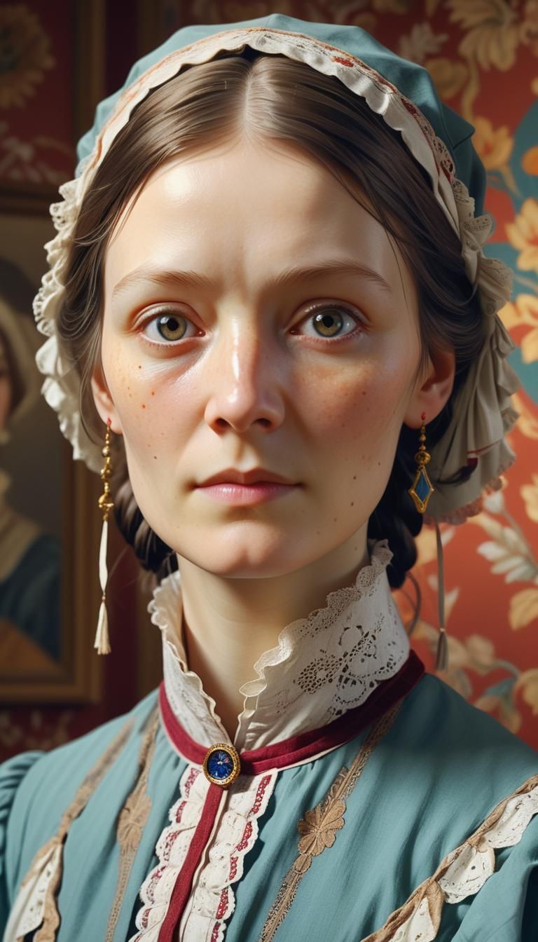 Florence Nightingale Portrait in Hyperrealistic Style