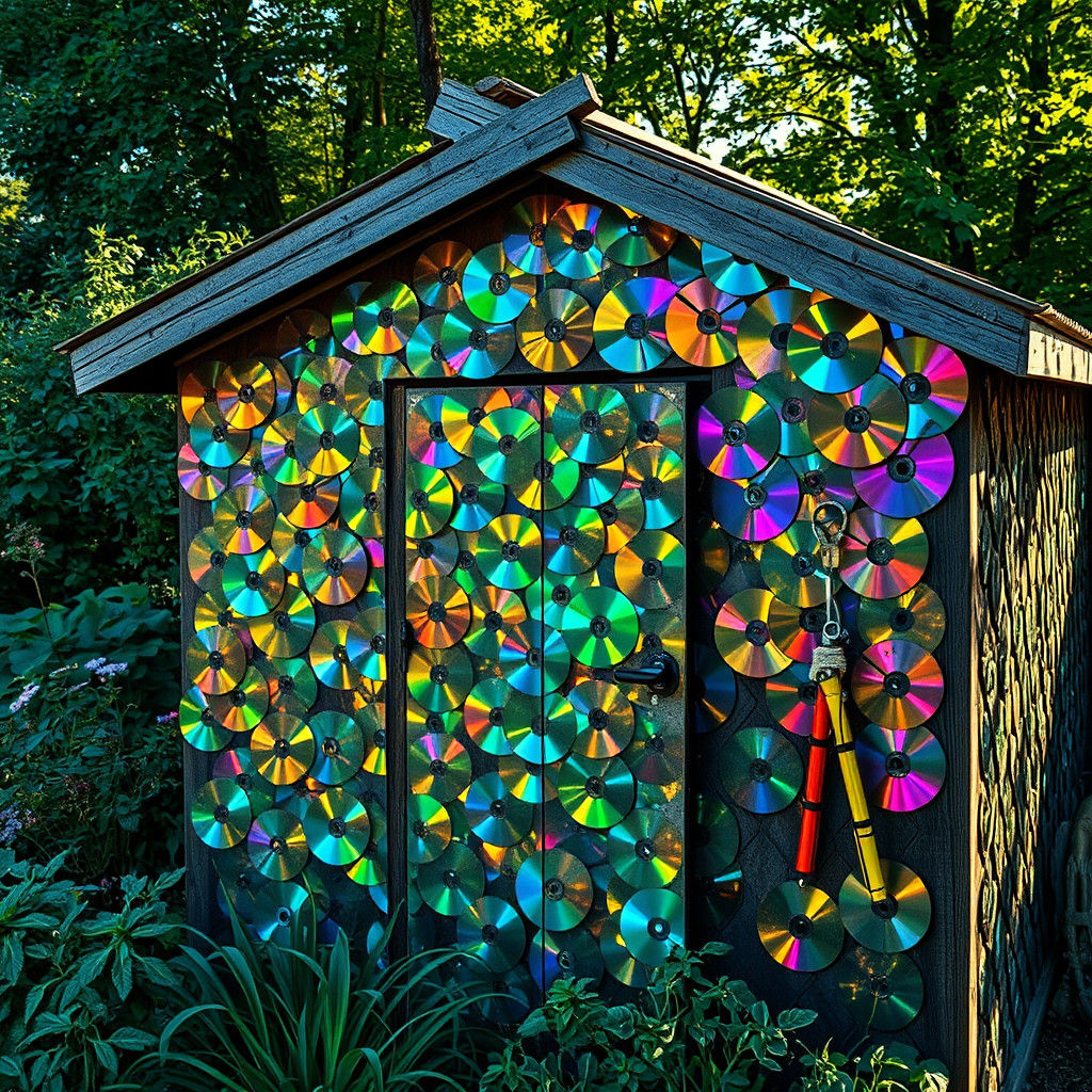 Garden Shed Kaleidoscope: CDs Reflecting Sunlight