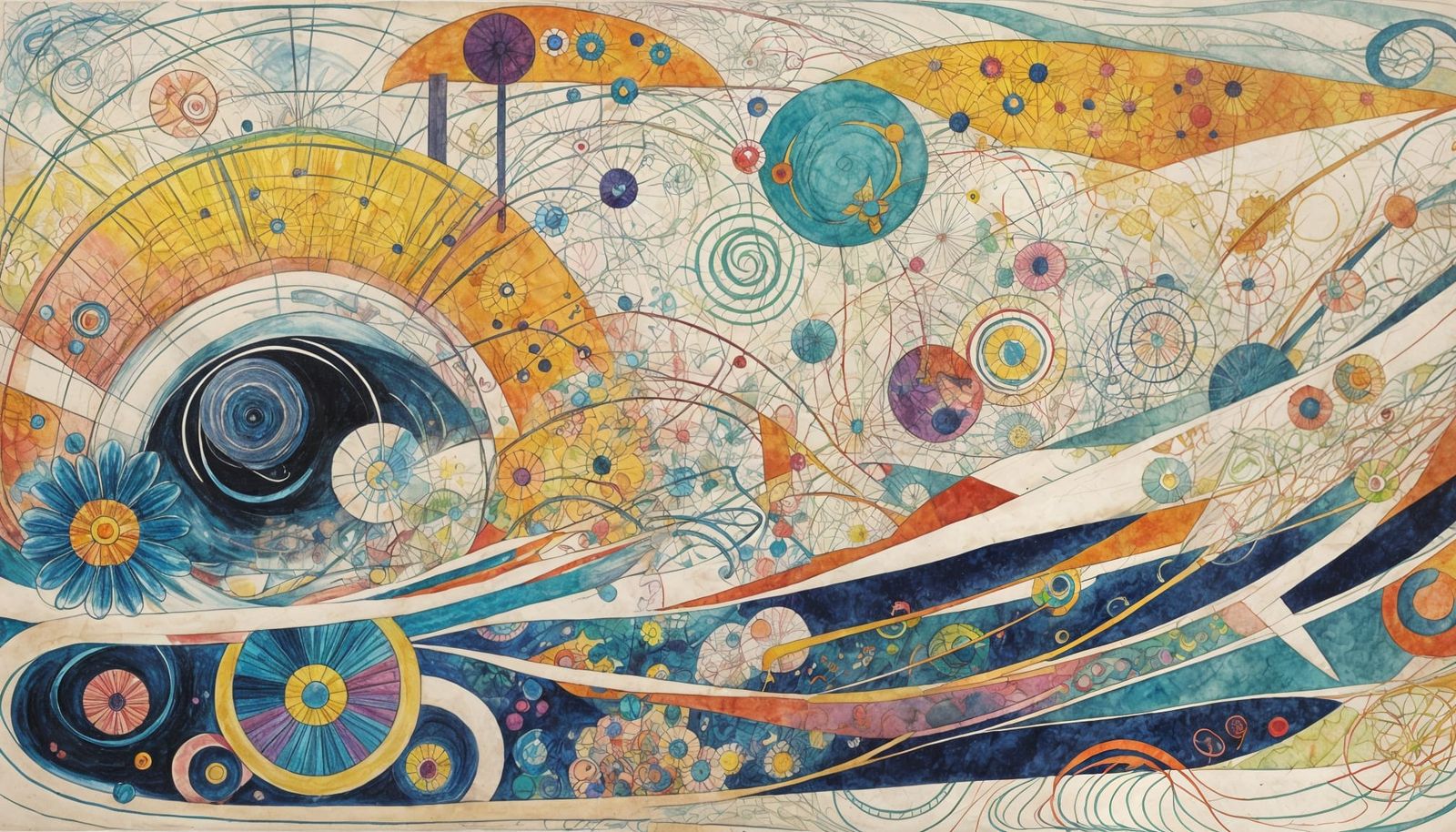 Whimsical Garden Scene in Vibrant Sketchy Crayon Style