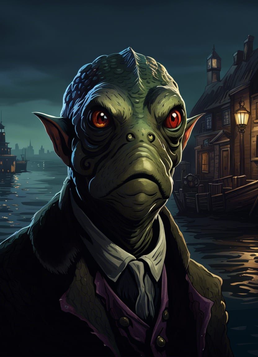 Eldritch Innsmouth Inhabitant Portrait in 8k Resolution