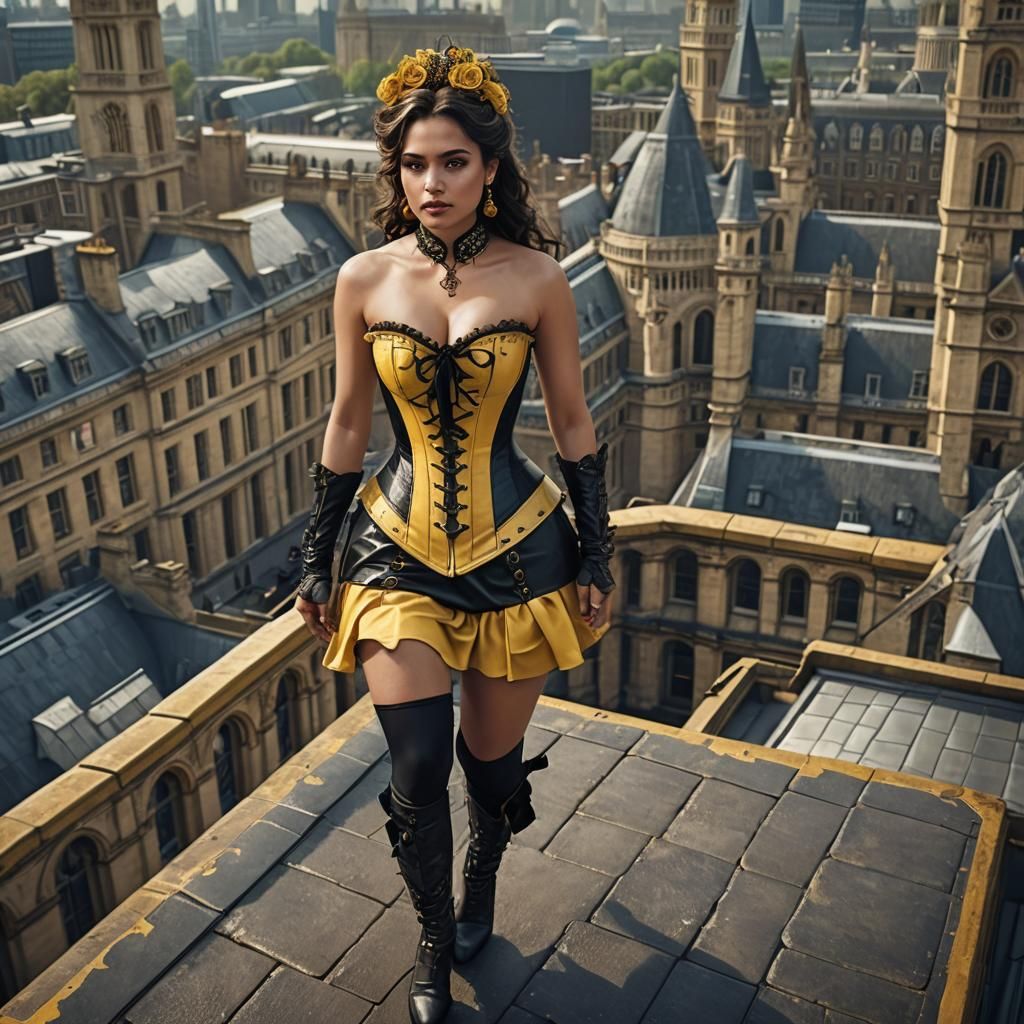 Latina in Victorian Corset on London City Hall