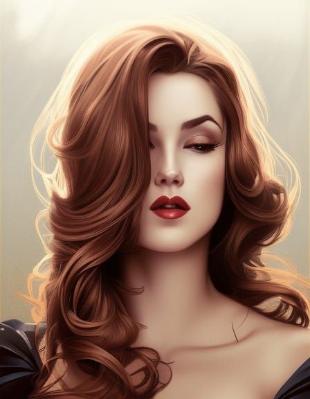 Voluptuous Woman in Flowing Gown, Pinup Portrait
