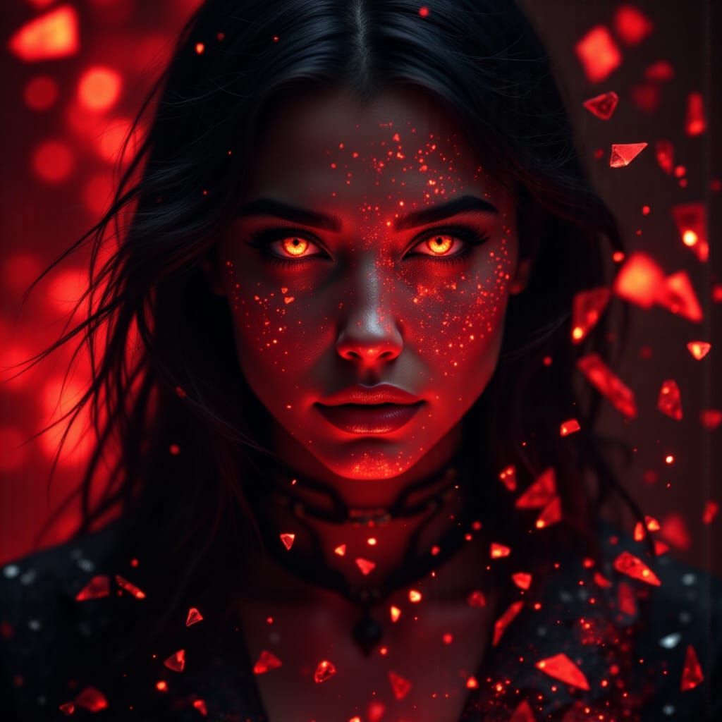 Woman with Ruby Eyes in Crystalline Style