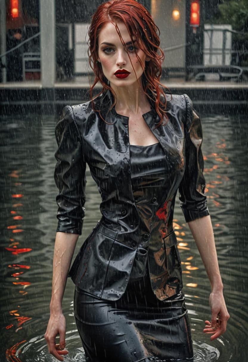 Glamorous Woman in Water: High-Fashion Editorial Photography