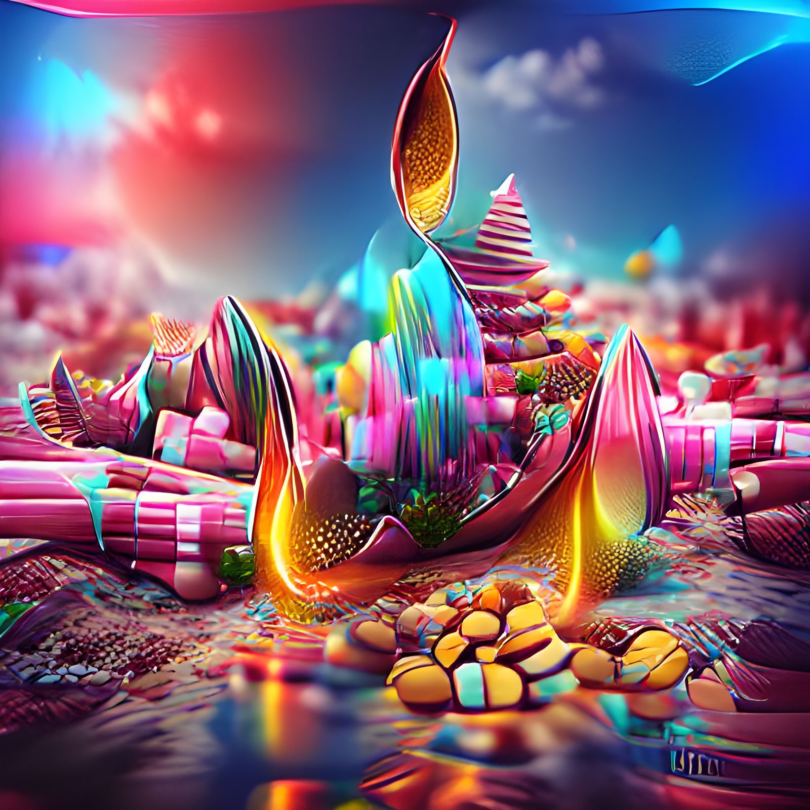 Psychedelic Candyopolis: Abstract 3D Film Still
