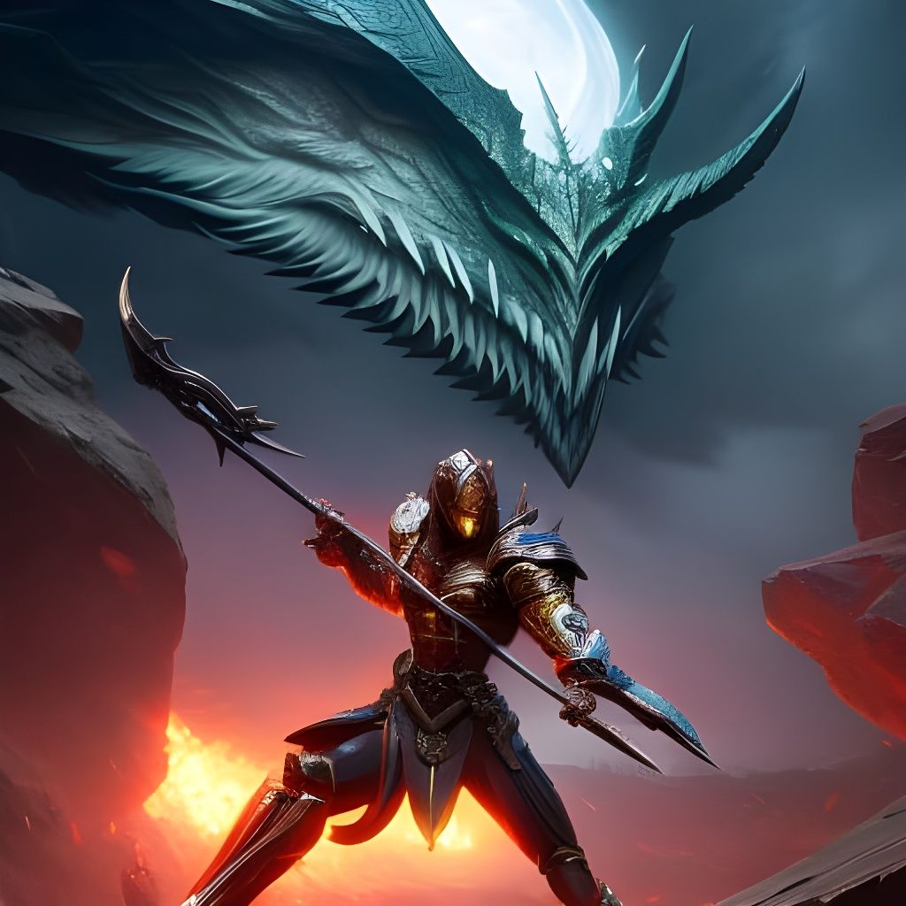 Ancient dragoon knight and his trusty wyvern